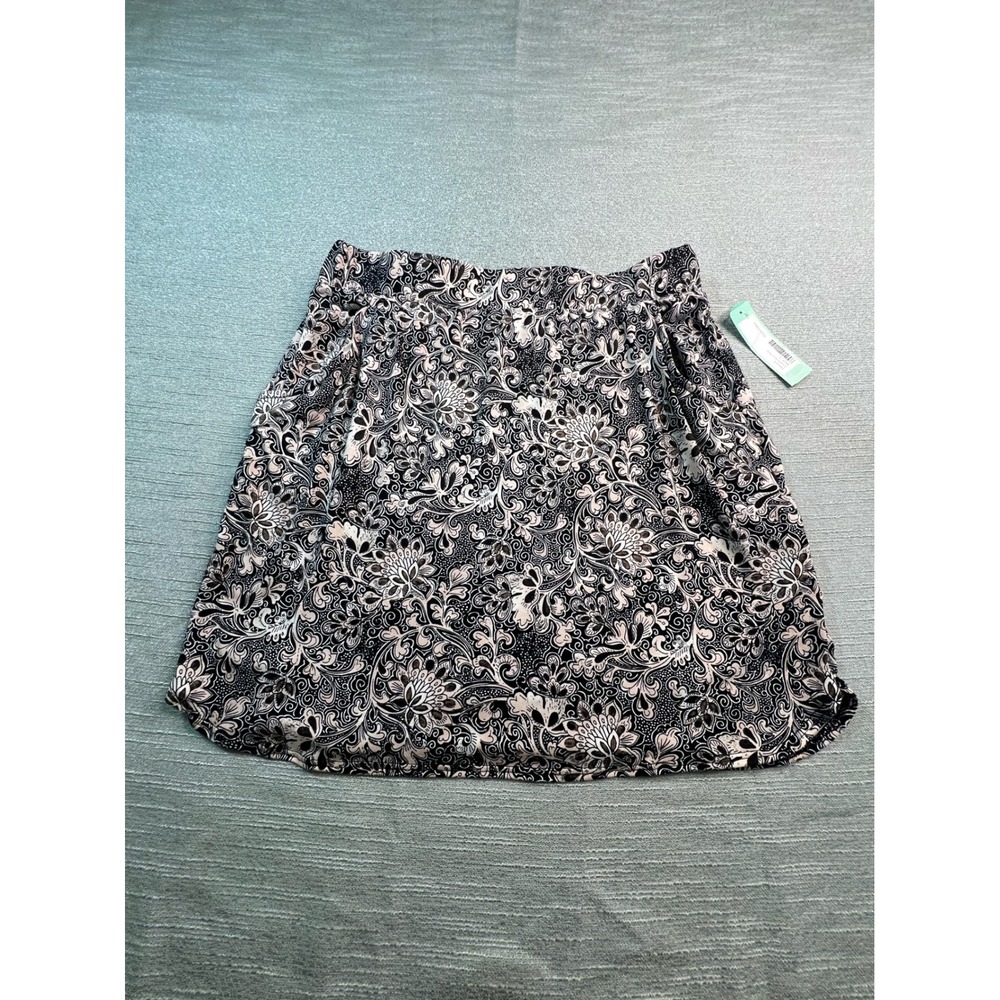 Paisley Floral Pockets Cottagecore Tennis Golf Knit Skirt Black Pink NEW Large